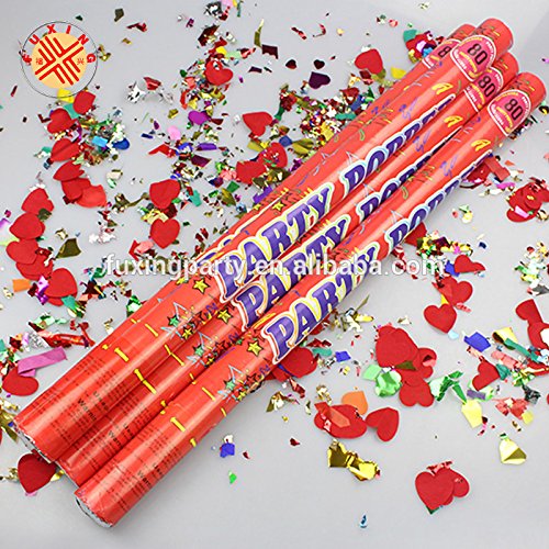 4 Pack of 32 Inch Party Confetti Tubes Strings and colorful scrapings for Parties, Weddings and Celebrations