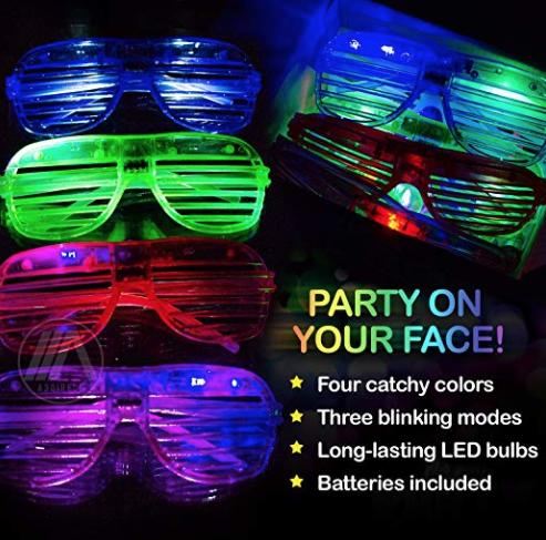 12 Pieces LED Flashing Shutter Party Glasses
