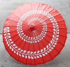 12 Pieces Red Chinese Rice Paper Parasol